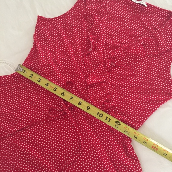 Red Polka Dot ruffle sleeveless top by Oasis Sz M - Picture 6 of 12
